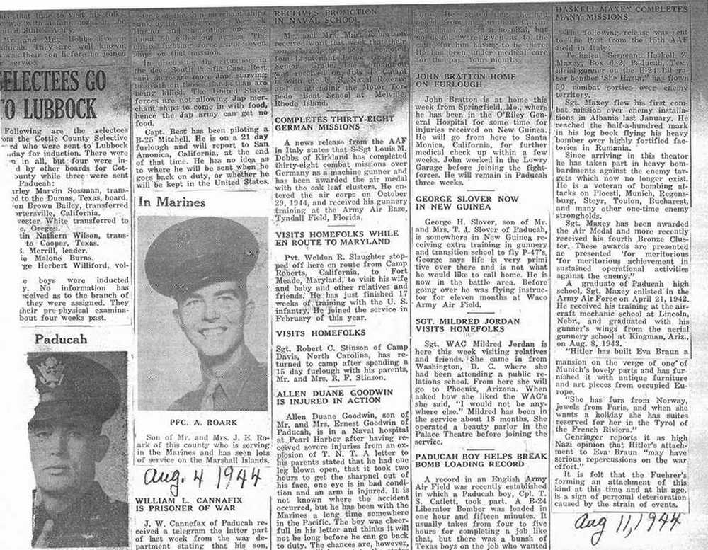 World War II Military News, Cottle County, Texas