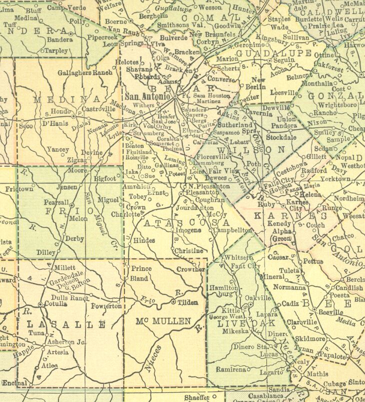 1914 US Postal Map, Frio County, Texas