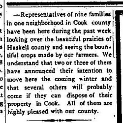 1897 Cook County Envious, Haskell Free Press, Haskell County, Texas