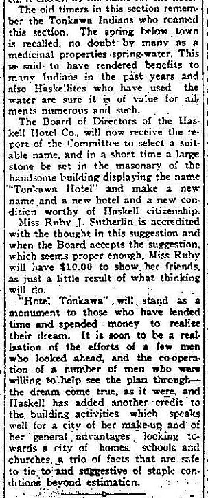 Tonkawa Hotel, Haskell County, Texas