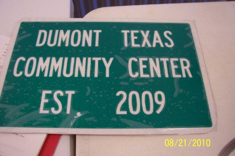 Dumont Community Center Sign