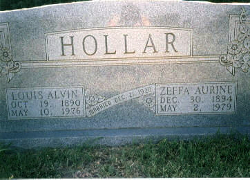 Louis and Zeffa Hollar Tombstone