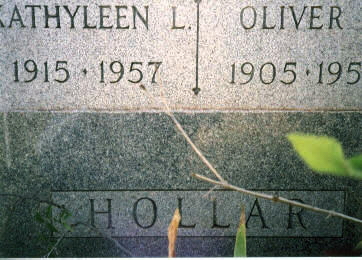 Oliver and Kathyleen Hollar Tombstone